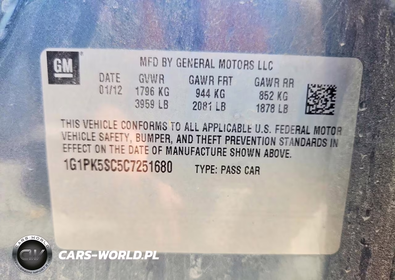 2012 Chevrolet Cruze Eco VIN:1G1PK5SC5C7251680 - 12