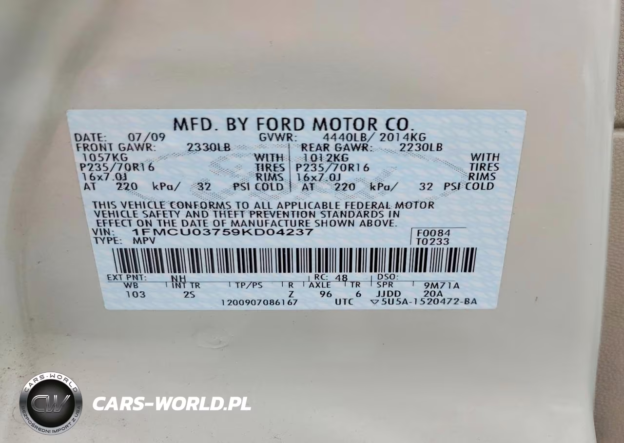 2009 Ford Escape Xlt VIN:1FMCU03759KD04237 - 13