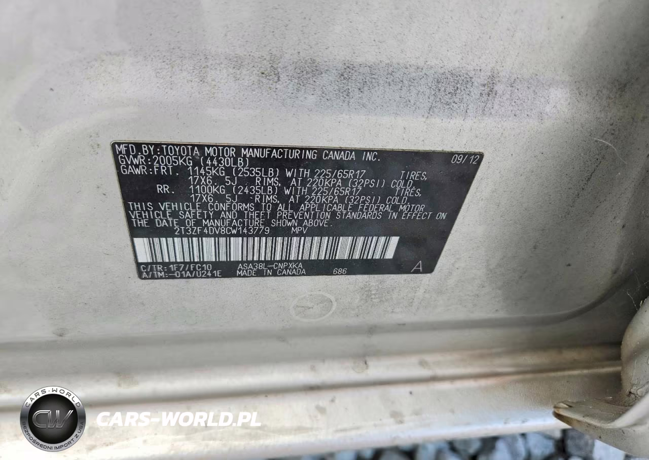 2012 Toyota Rav4 Base VIN:2T3ZF4DV8CW143779 - 13