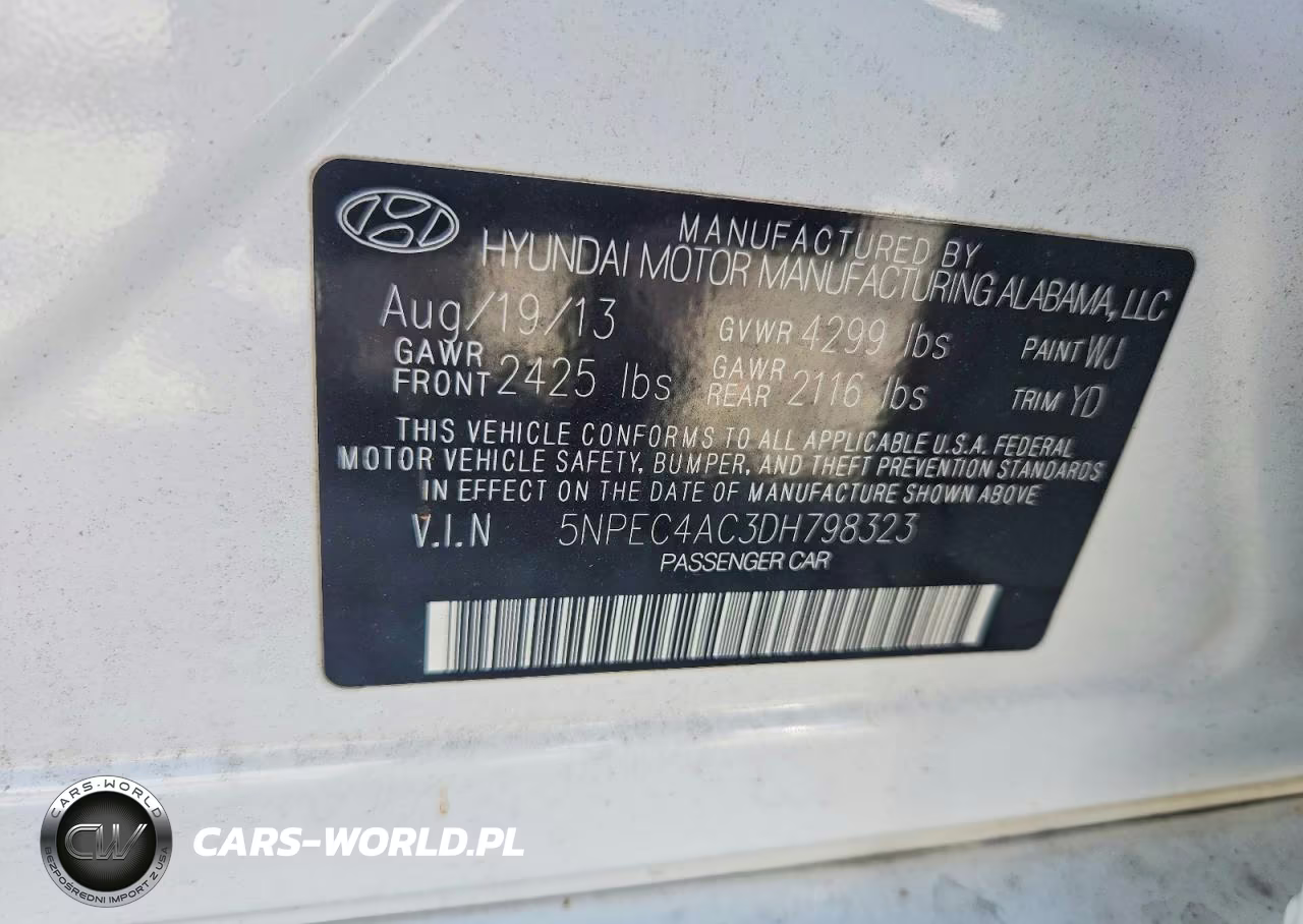 2013 Hyundai Sonata Limited VIN:5NPEC4AC3DH798323 - 12