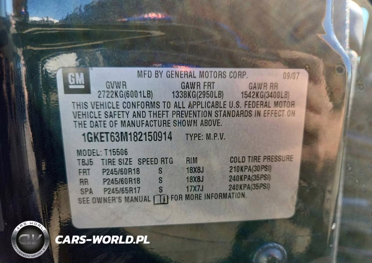 2008 GMC Envoy Denali VIN:1GKET63M182150914 - 13