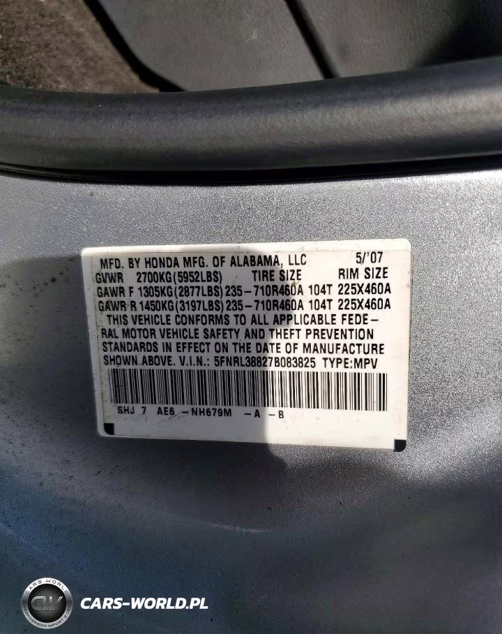 2007 Honda Odyssey Touring VIN:5FNRL38827B083825 - 13