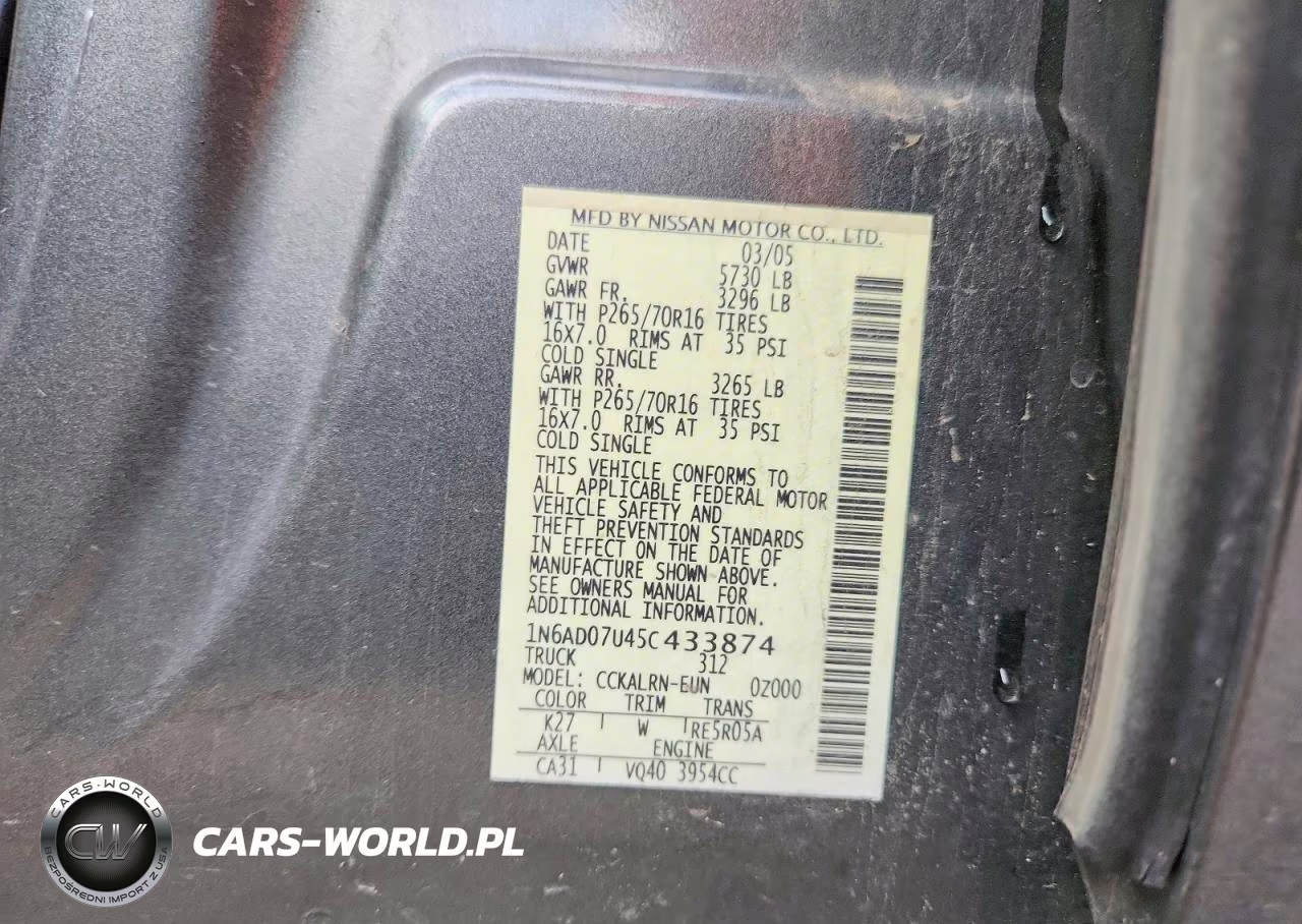 2005 Nissan Frontier Se VIN:1N6AD07U45C433874 - 12