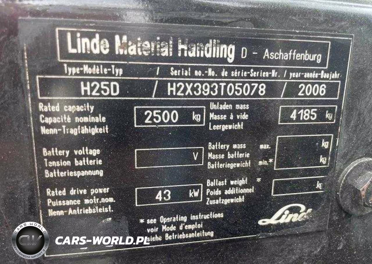 2006 Linde Material Handling H25D VIN:H2X393T05078 - 8