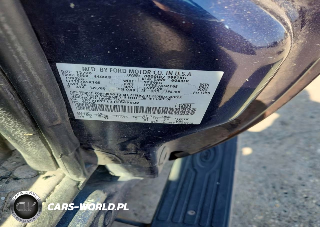 2001 Ford F250 Super Duty VIN:1FTNX21L31EB49822 - 12