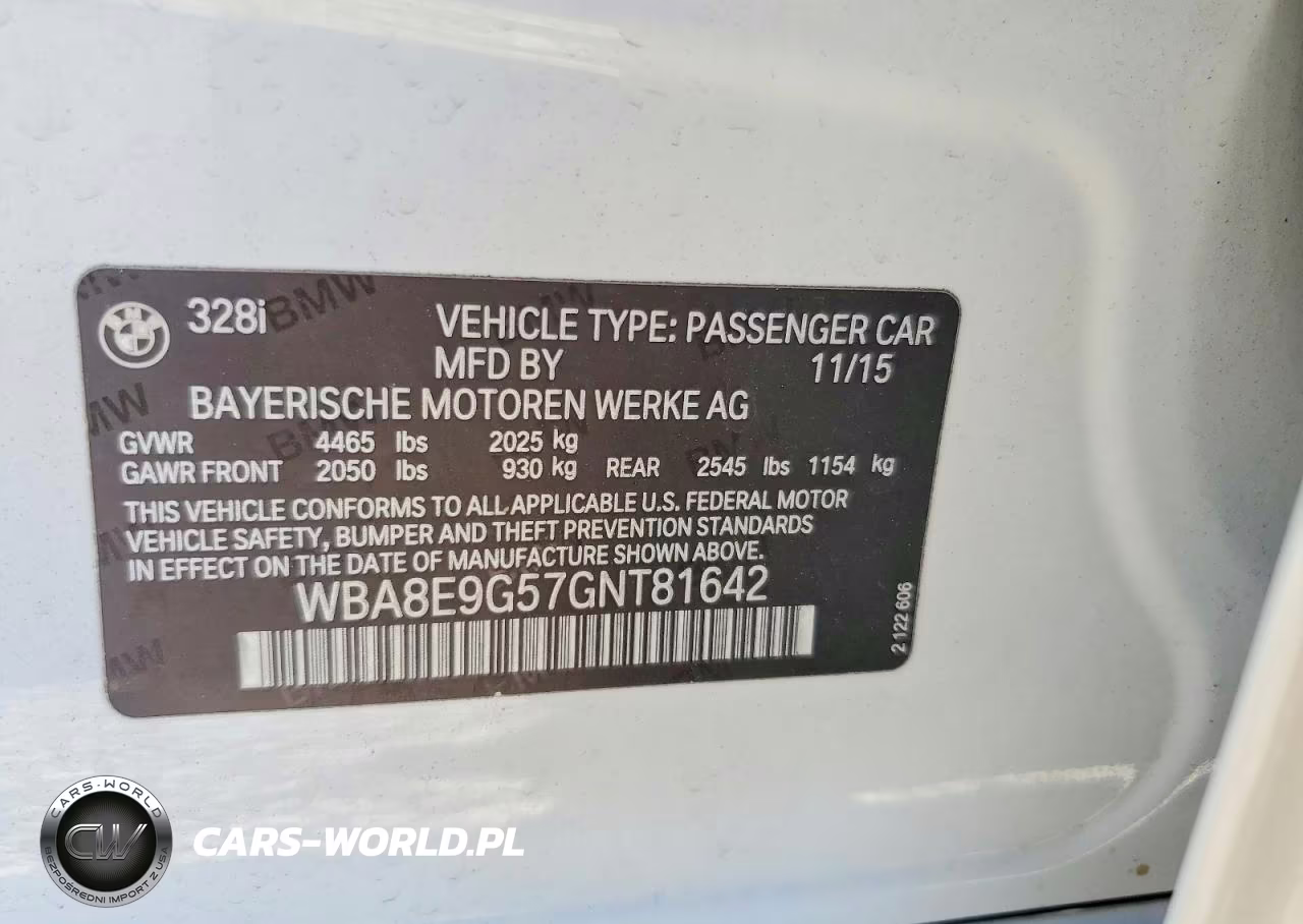 2016 BMW 328 I Sulev VIN:WBA8E9G57GNT81642 - 12