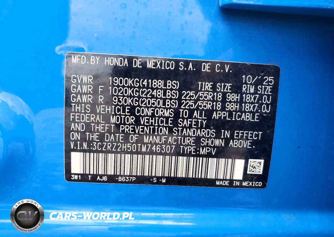 2026 Honda Hr-V Sport VIN:3CZRZ2H50TM746307 - 14