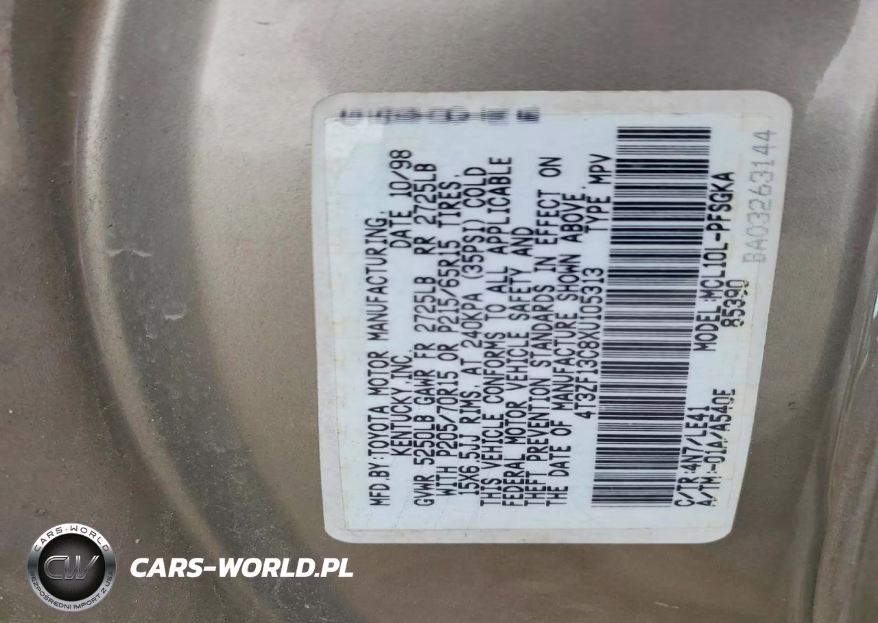 1999 Toyota Sienna Xle VIN:4T3ZF13C8XU105313 - 13