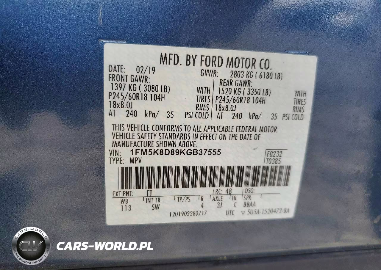 2019 Ford Explorer Xlt VIN:1FM5K8D89KGB37555 - 13
