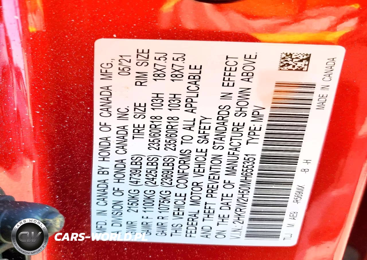 2021 Honda Cr-V Ex VIN:2HKRW2H50MH655351 - 13