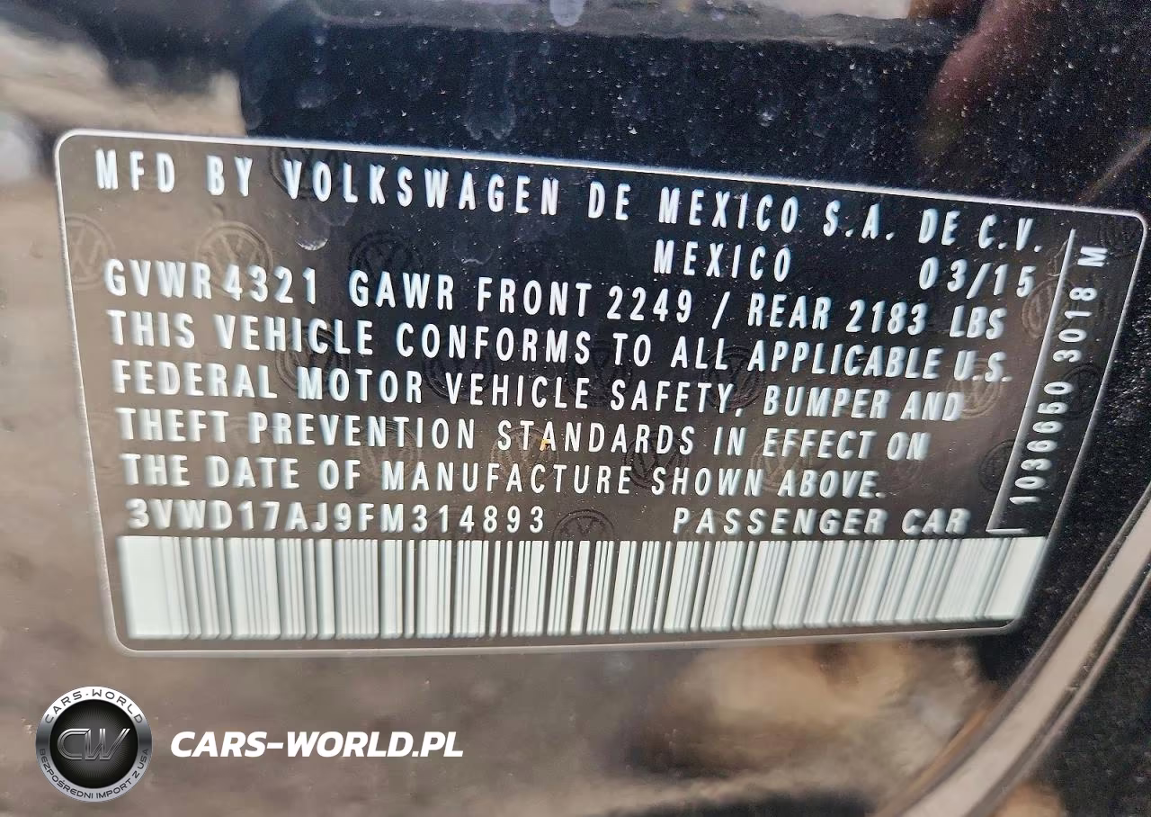 2015 Volkswagen Jetta Se VIN:3VWD17AJ9FM314893 - 12