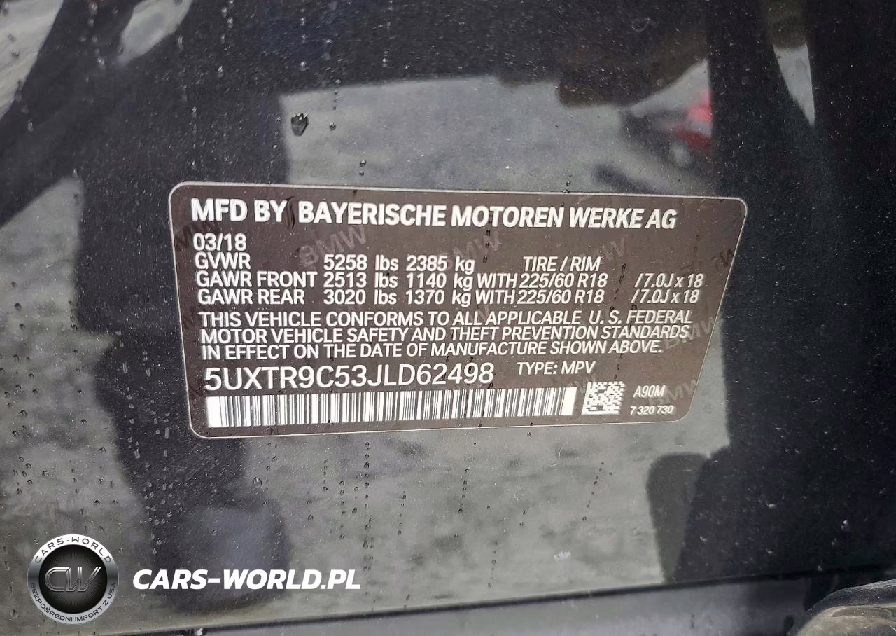 2018 BMW X3 xDrive30I VIN:5UXTR9C53JLD62498 - 14