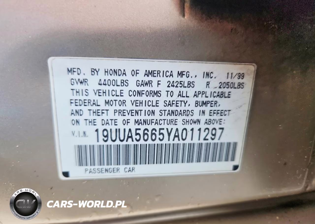 2000 Acura 3.2Tl VIN:19UUA5665YA011297 - 12