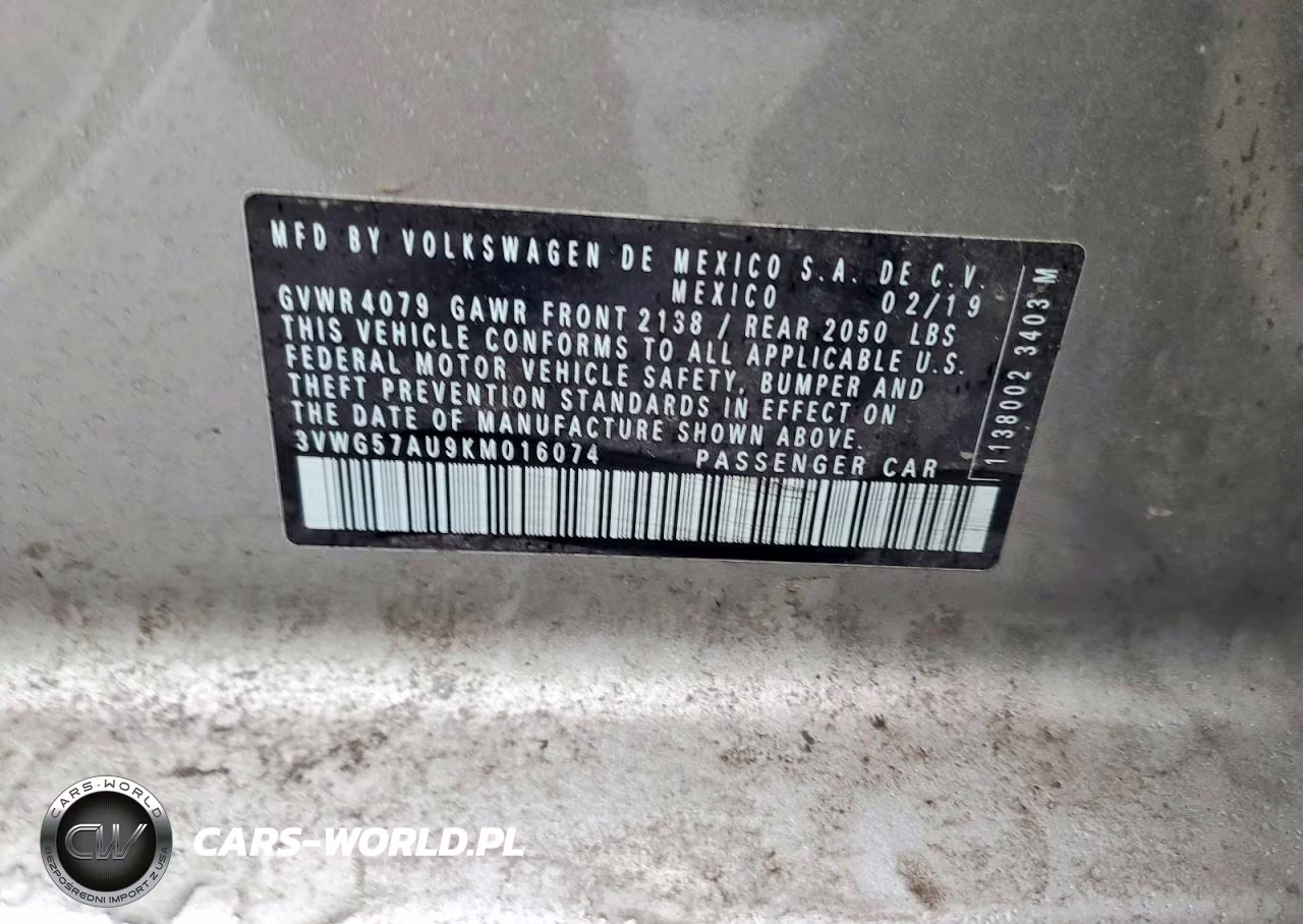 2019 Volkswagen Golf S VIN:3VWG57AU9KM016074 - 14