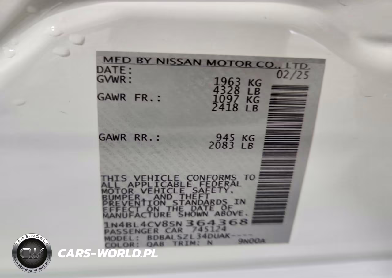 2025 Nissan Altima Sr VIN:1N4BL4CV8SN364368 - 12