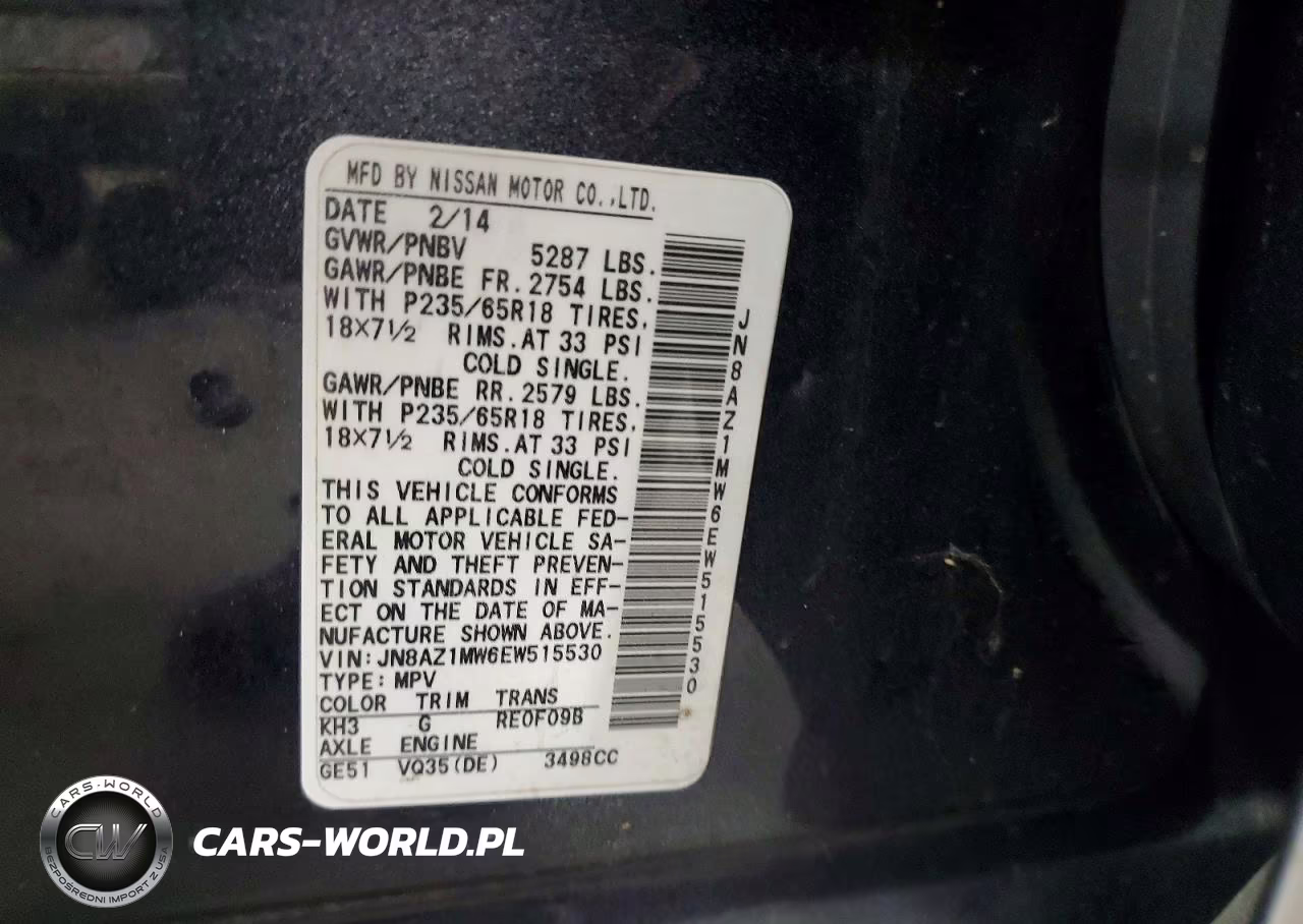 2014 Nissan Murano Sl VIN:JN8AZ1MW6EW515530 - 13