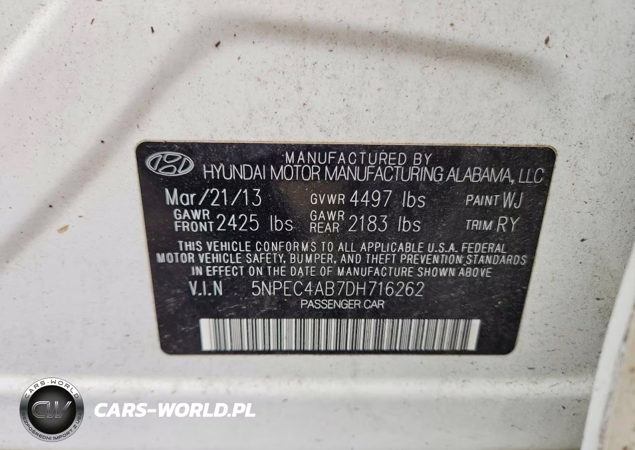 2013 Hyundai Sonata Limited 2.0T VIN:5NPEC4AB7DH716262 - 12