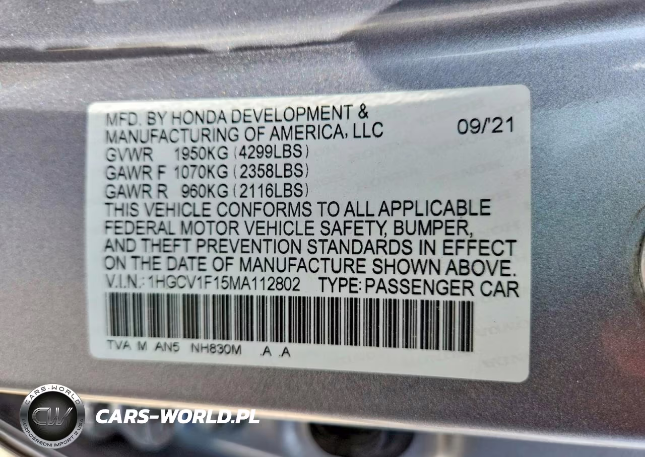 2021 Honda Accord Lx VIN:1HGCV1F15MA112802 - 12