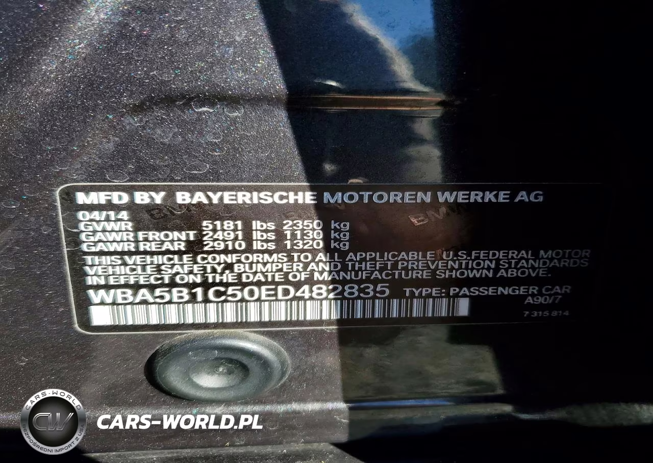 2014 BMW 535 I VIN:WBA5B1C50ED482835 - 12