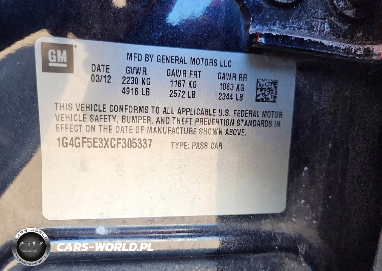 2012 Buick Lacrosse Premium VIN:1G4GF5E3XCF305337 - 12