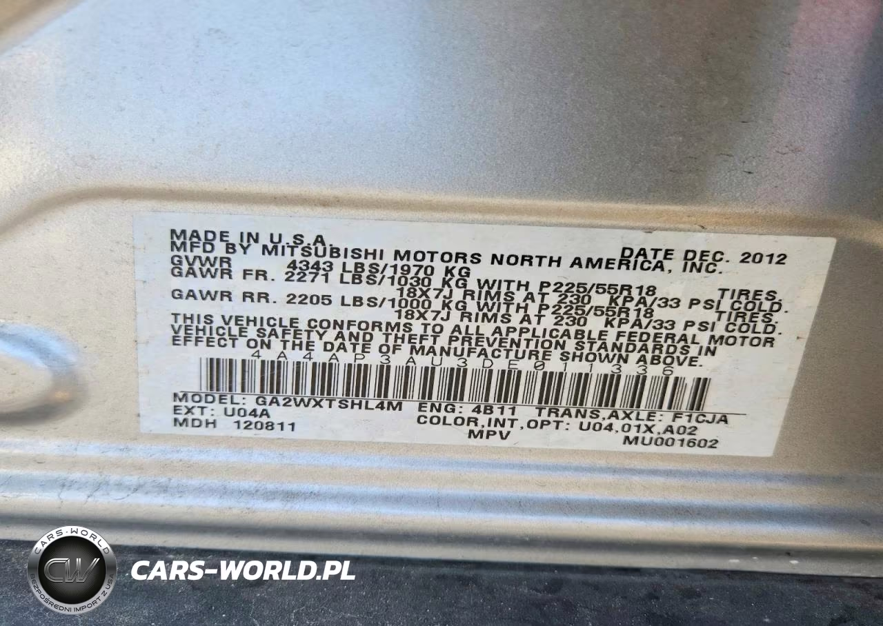 2013 Mitsubishi Outlander Sport Es VIN:4A4AP3AU3DE011336 - 13