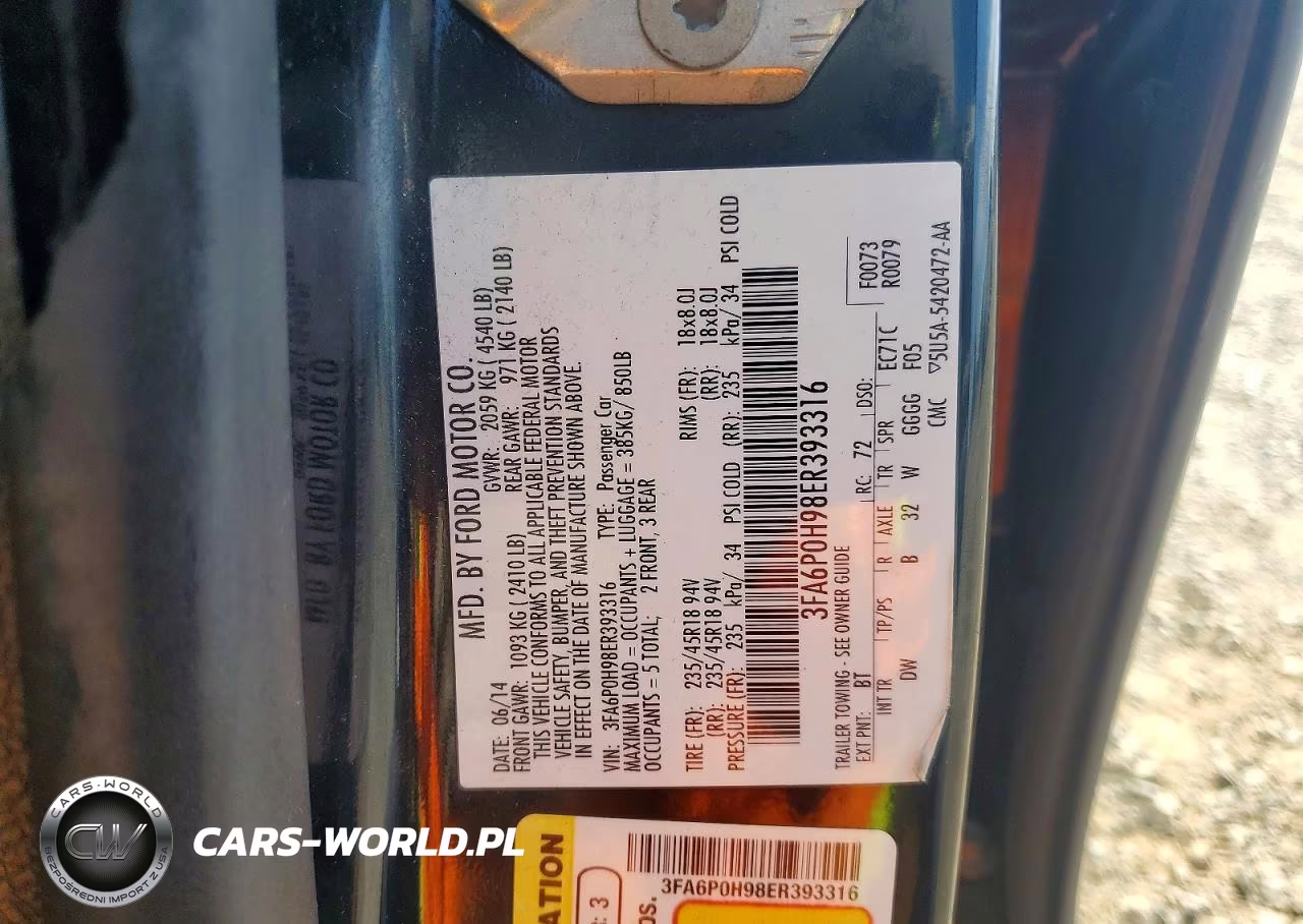 2014 Ford Fusion Se VIN:3FA6P0H98ER393316 - 12
