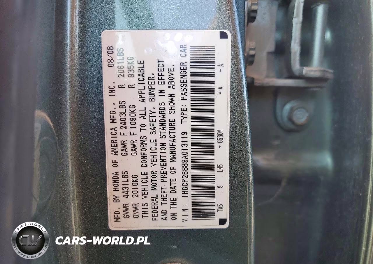 2009 Honda Accord Exl VIN:1HGCP26889A013119 - 12