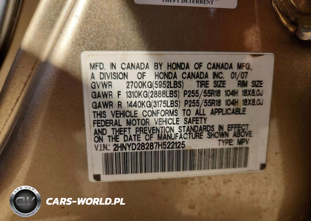 2007 Acura Mdx VIN:2HNYD28287H522125 - 13