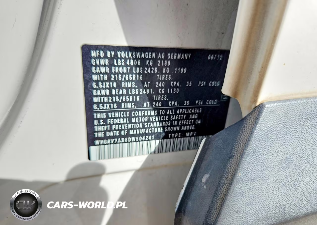 2013 Volkswagen Tiguan S VIN:WVGAV7AX8DW504241 - 12