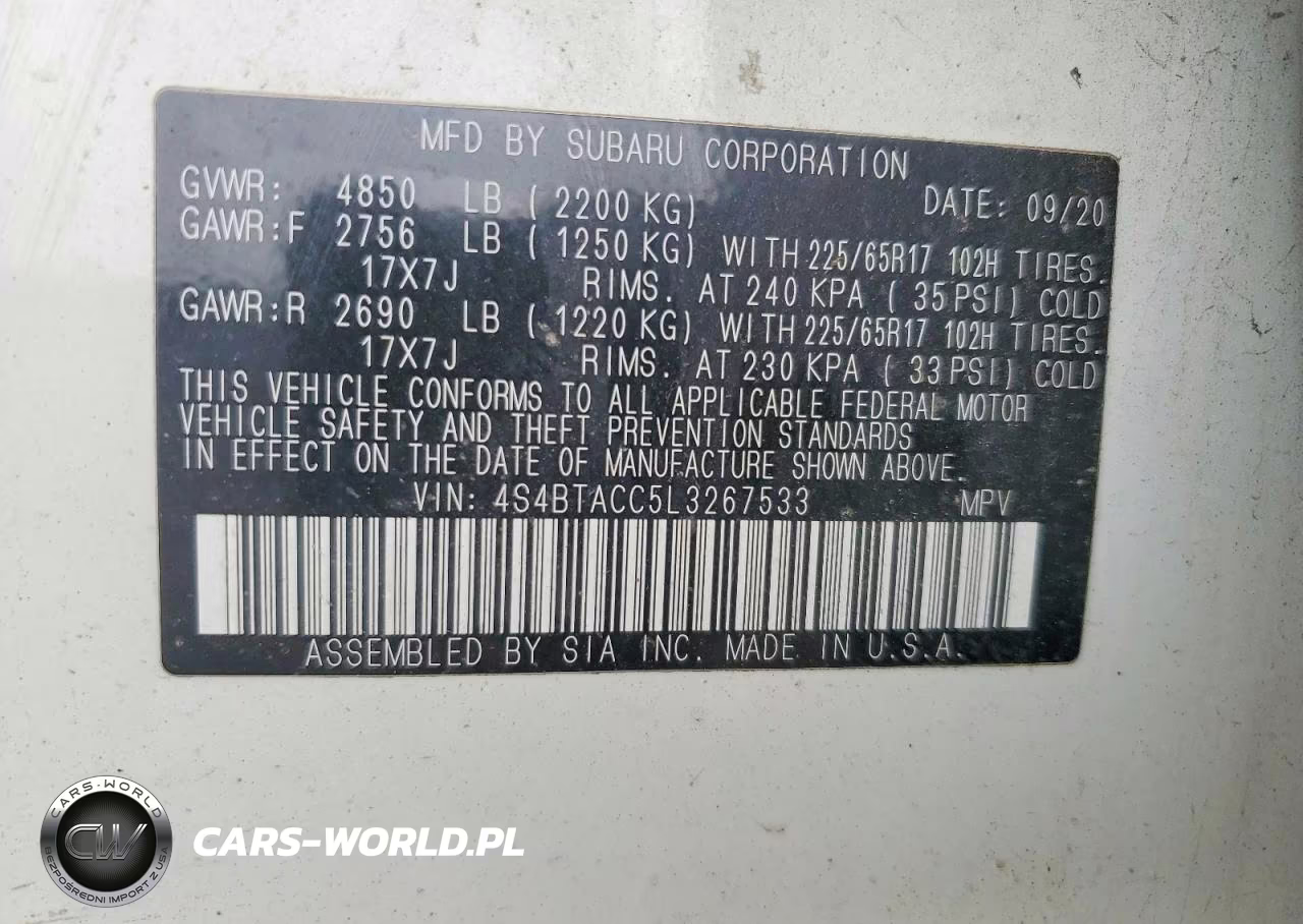 2020 Subaru Outback Premium VIN:4S4BTACC5L3267533 - 12