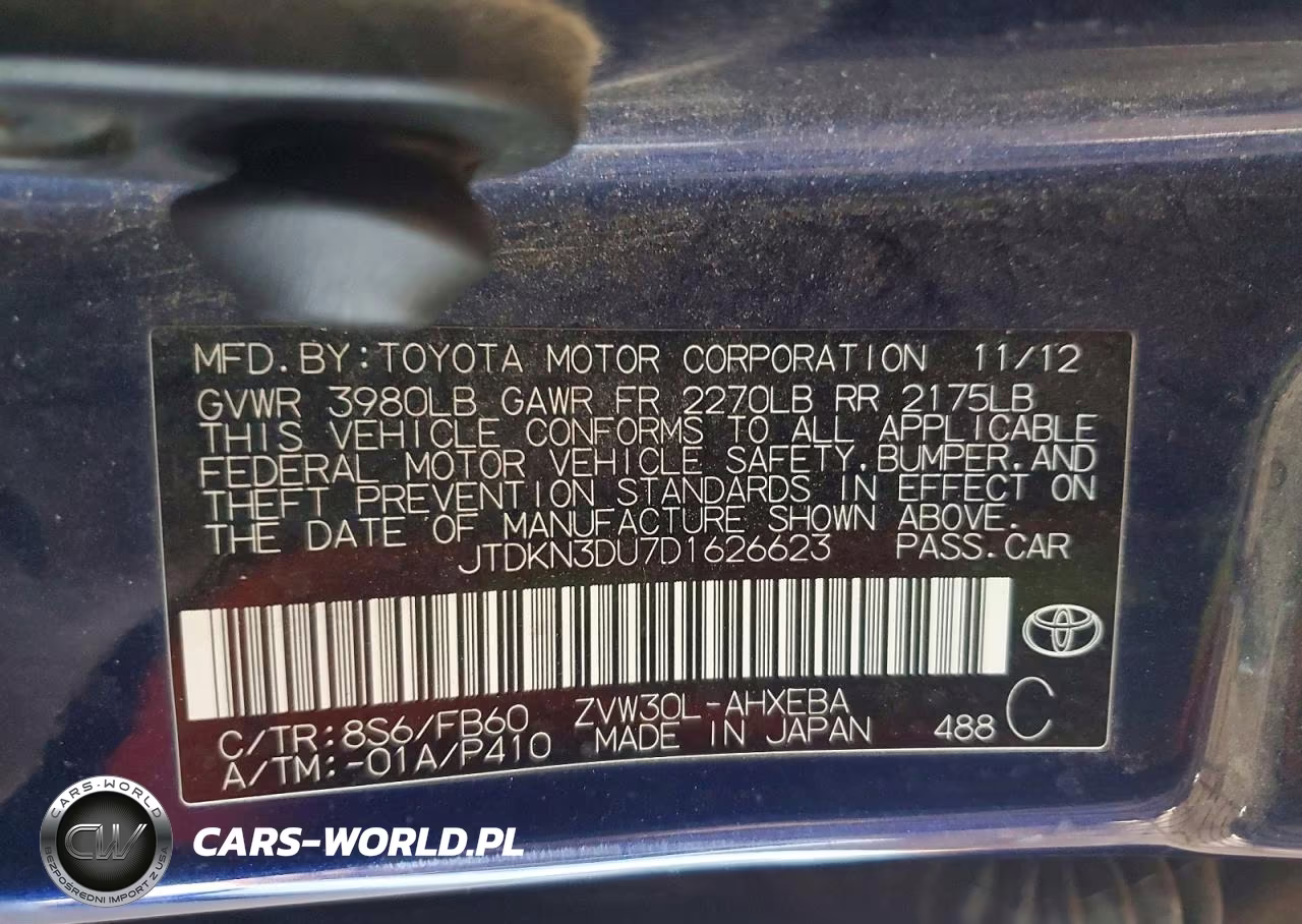 2013 Toyota Prius Two VIN:JTDKN3DU7D1626623 - 12
