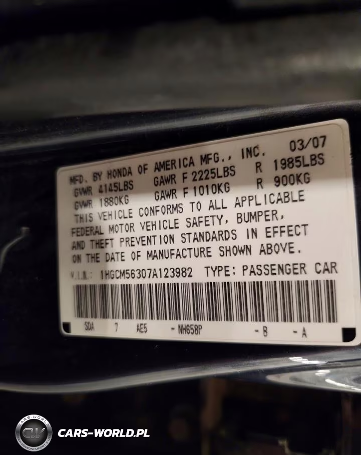 2007 Honda Accord Se VIN:1HGCM56307A123982 - 12