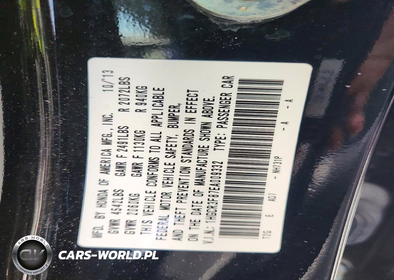 2014 Honda Accord Exl VIN:1HGCR3F87EA009332 - 12
