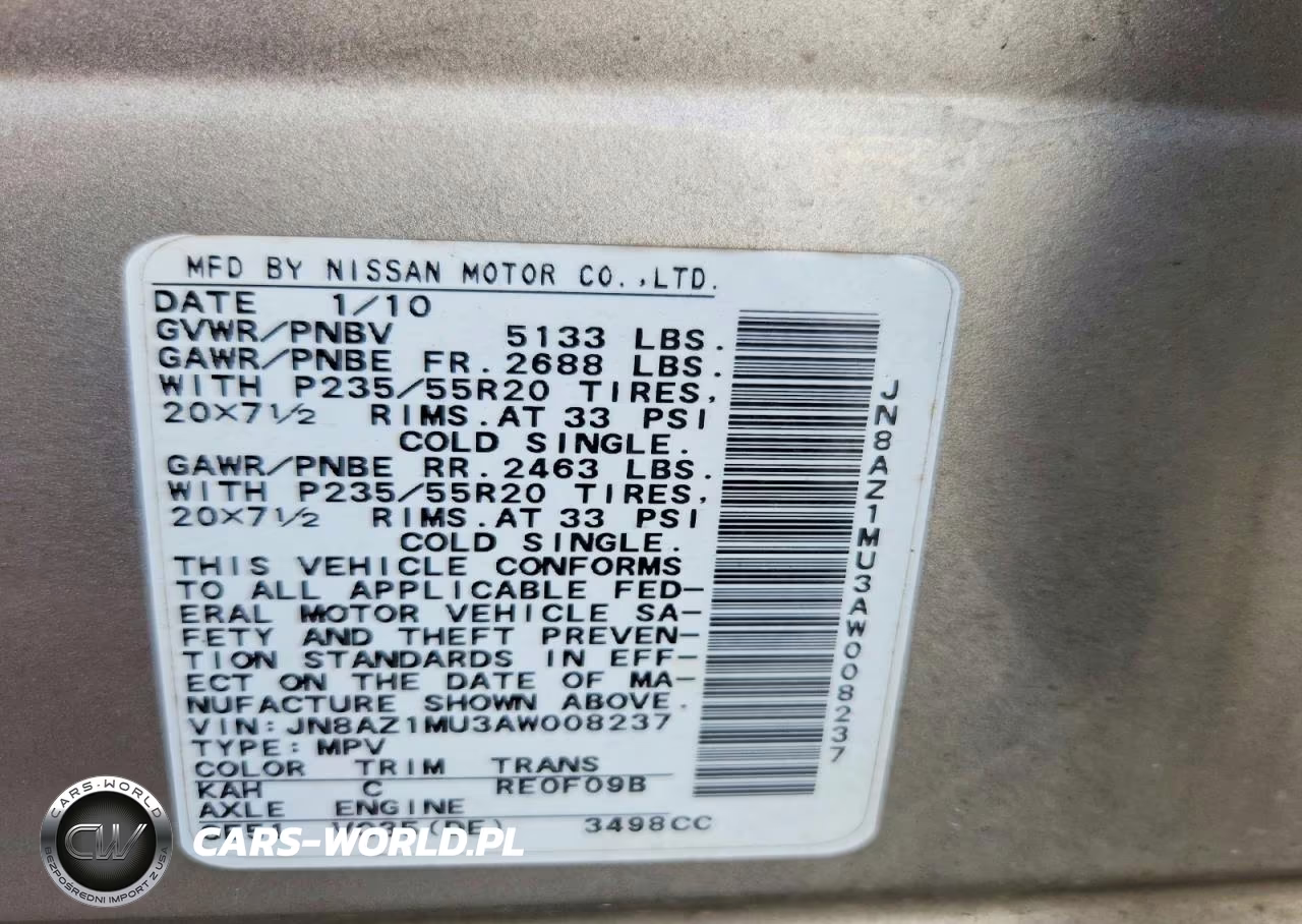 2010 Nissan Murano S VIN:JN8AZ1MU3AW008237 - 13