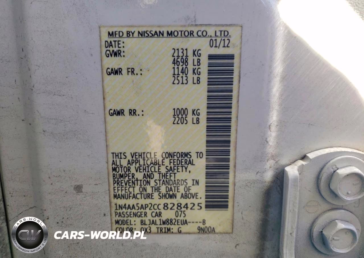 2012 Nissan Maxima 3.5 S VIN:1N4AA5AP2CC828425 - 12