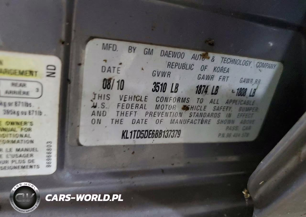 2011 Chevrolet Aveo Ls VIN:KL1TD5DE6BB137379 - 12
