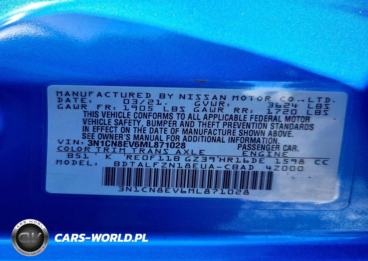 2021 Nissan Versa Sv VIN:3N1CN8EV6ML871028 - 12
