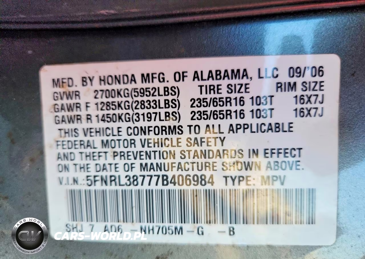 2007 Honda Odyssey Exl VIN:5FNRL38777B406984 - 13