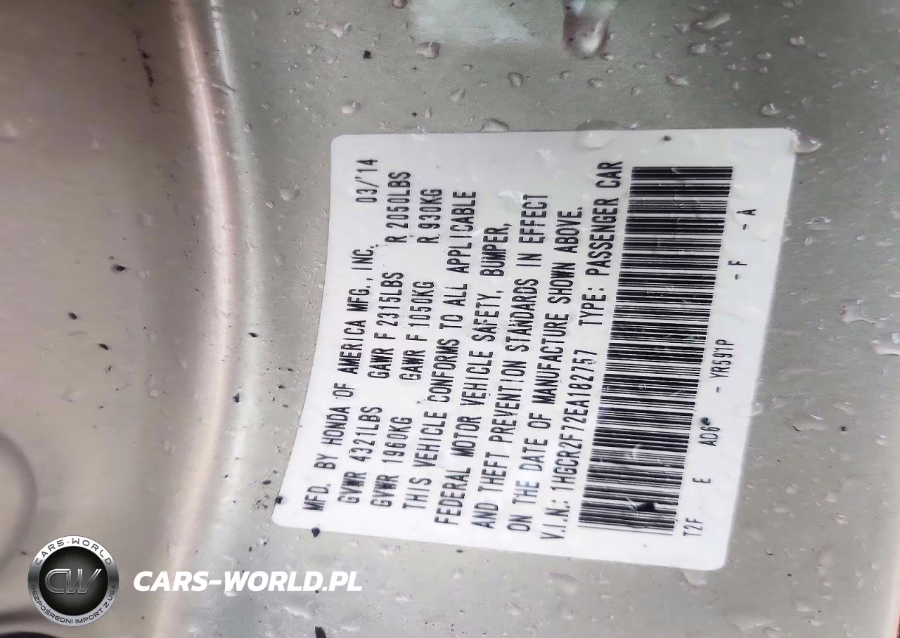 2014 Honda Accord Ex VIN:1HGCR2F72EA182757 - 12