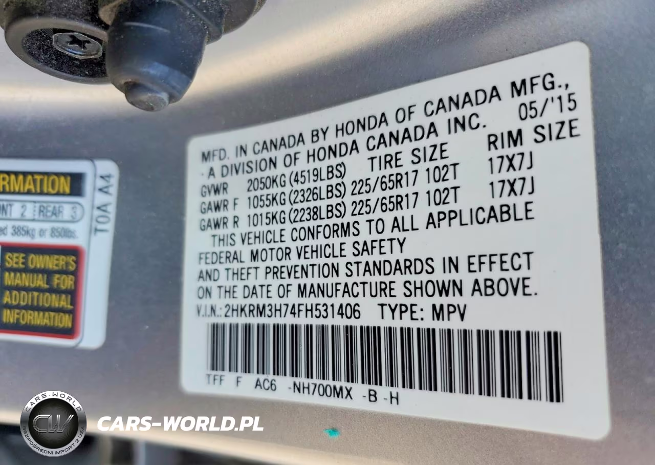 2015 Honda Cr-V Exl VIN:2HKRM3H74FH531406 - 13