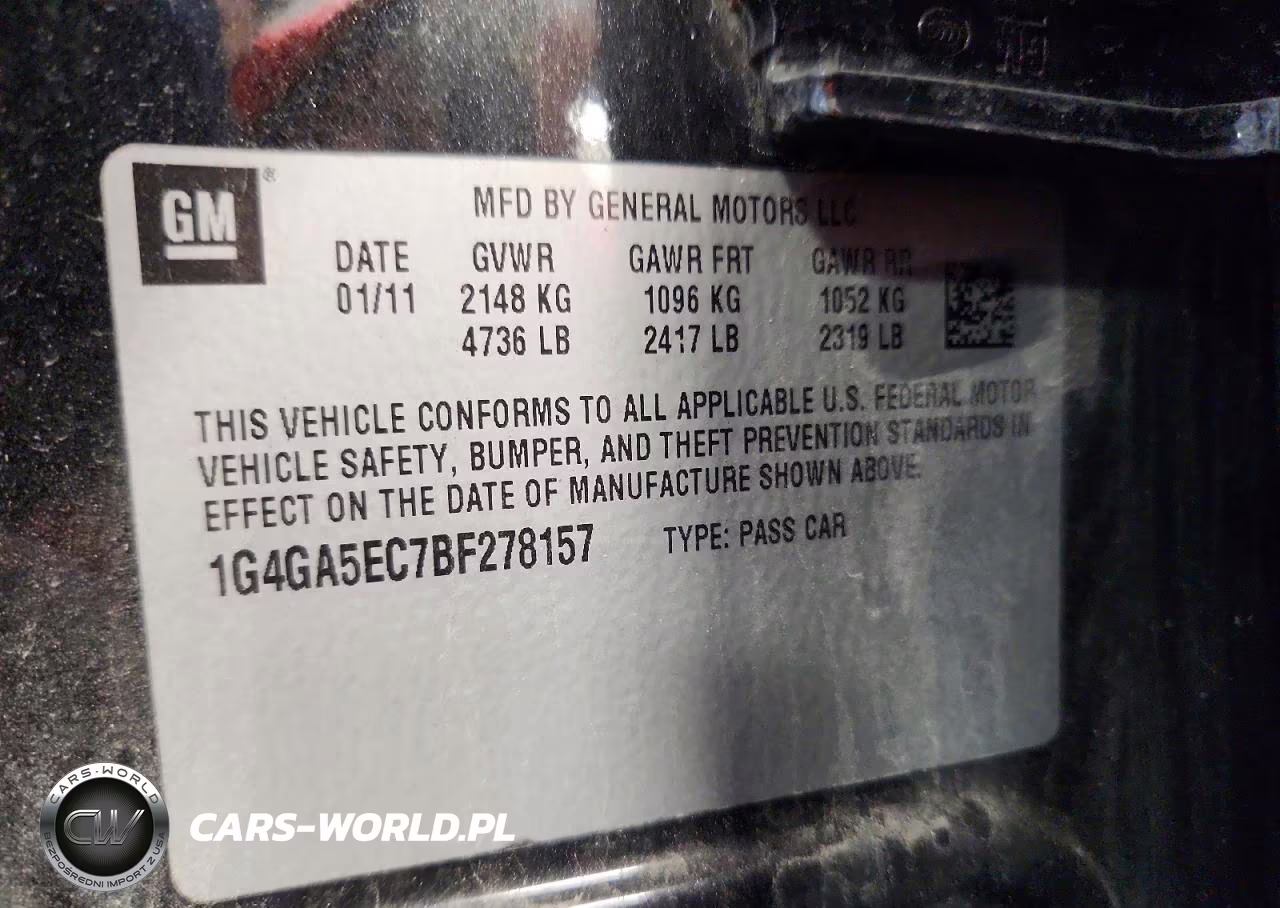 2011 Buick Lacrosse Cx VIN:1G4GA5EC7BF278157 - 12