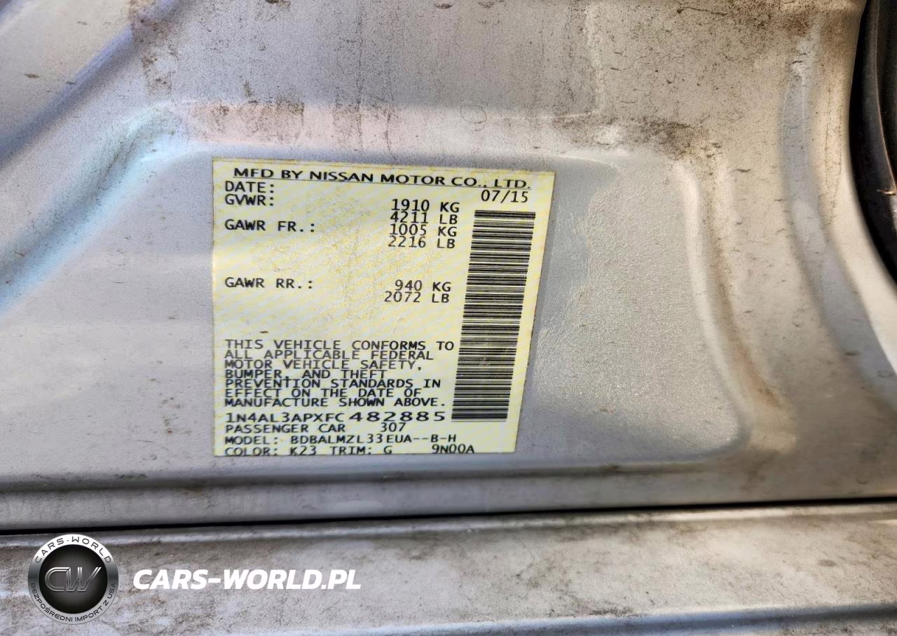 2015 Nissan Altima 2.5 VIN:1N4AL3APXFC482885 - 12