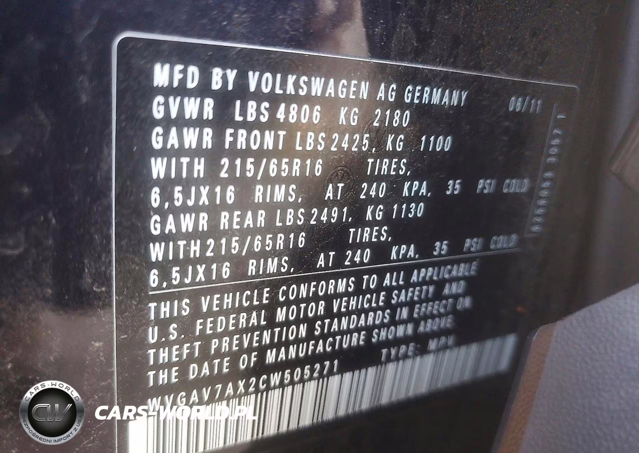 2012 Volkswagen Tiguan S VIN:WVGAV7AX2CW505271 - 12
