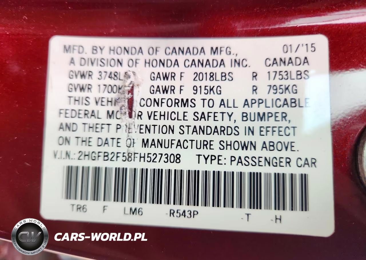 2015 Honda Civic Lx VIN:2HGFB2F58FH527308 - 12