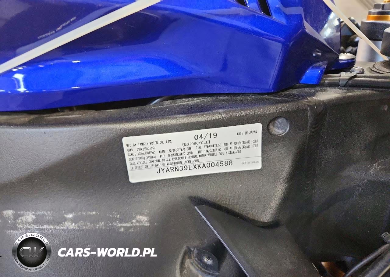 2019 Yamaha Yzfr1 VIN:JYARN39EXKA004588 - 10