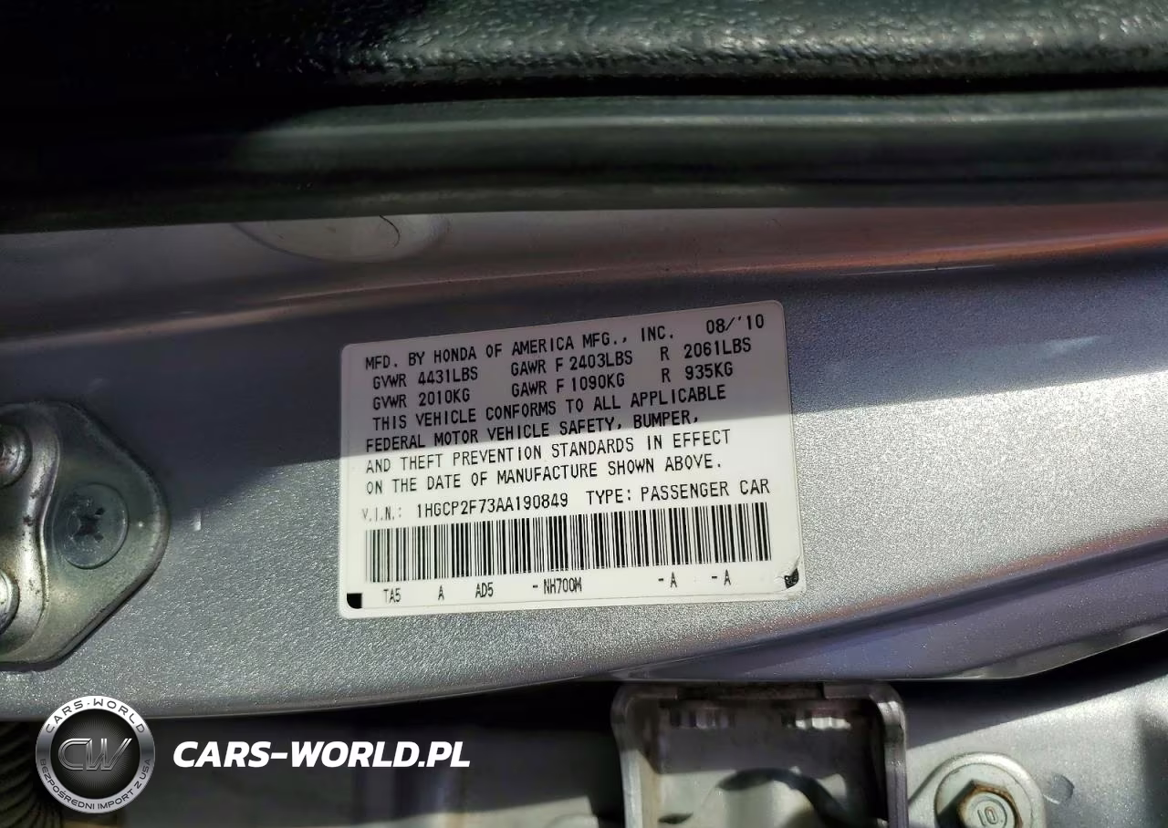 2010 Honda Accord Ex VIN:1HGCP2F73AA190849 - 12