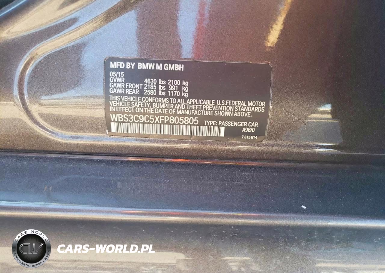 2015 BMW M3 VIN:WBS3C9C5XFP805805 - 13