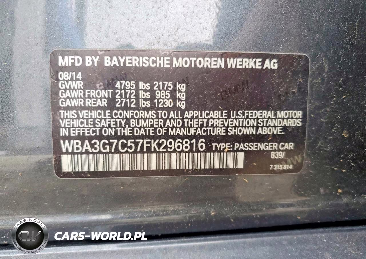 2015 BMW 328 Xi VIN:WBA3G7C57FK296816 - 13