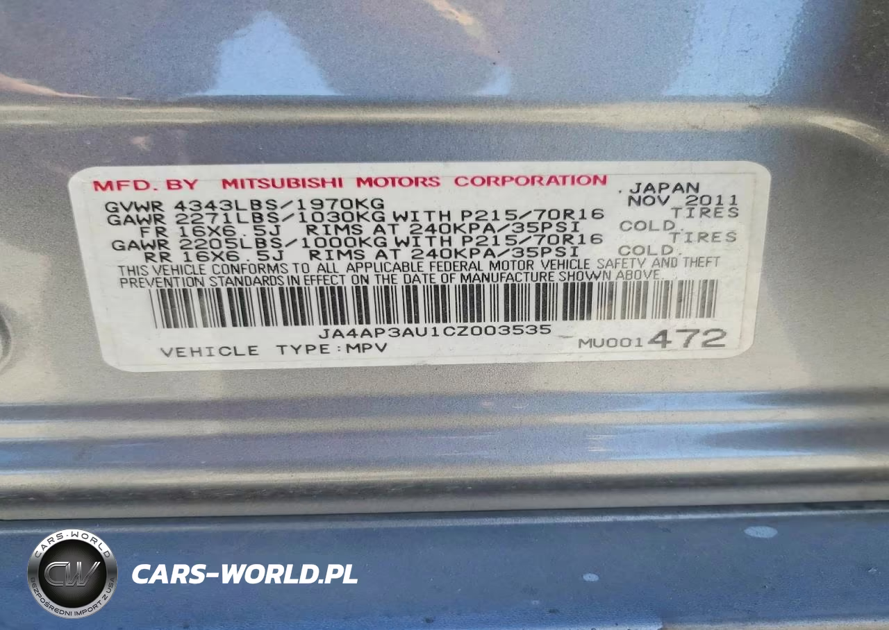 2012 Mitsubishi Outlander Sport Es VIN:JA4AP3AU1CZ003535 - 13