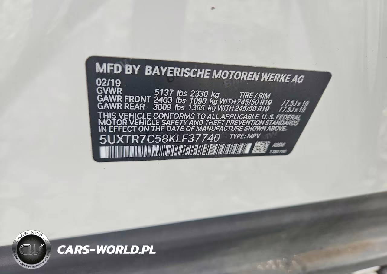 2019 BMW X3 Sdrive30I VIN:5UXTR7C58KLF37740 - 13